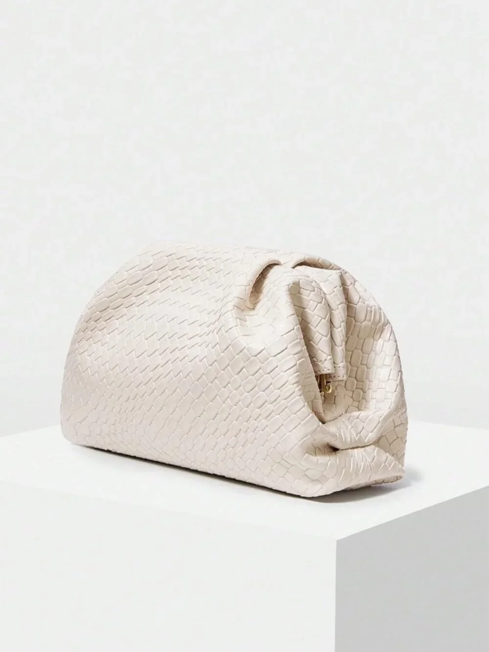 Elegant Woven Evening Dumpling Clutch Purse | Faux Leather Handbag for Parties